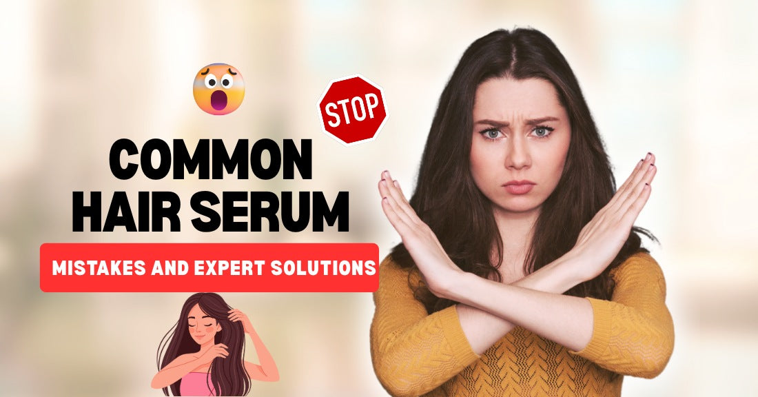 A woman signaling “stop” to represent common mistakes people make when using hair serum and the need for expert guidance.