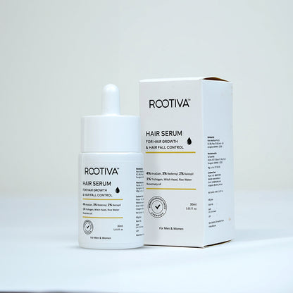 Rootiva Hair Serum with 4% Anagain, 3% Redensyl, 2% Baicapil, 1% Trichogen, Witch Hazel, Rosemary Oil & Rice Water for hair fall control & growth
