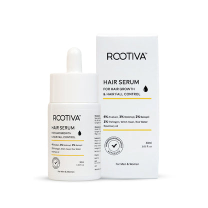 Rootiva Hair Serum with 4% Anagain, 3% Redensyl, 2% Baicapil, 1% Trichogen, Witch Hazel, Rosemary Oil & Rice Water for hair fall control & growth