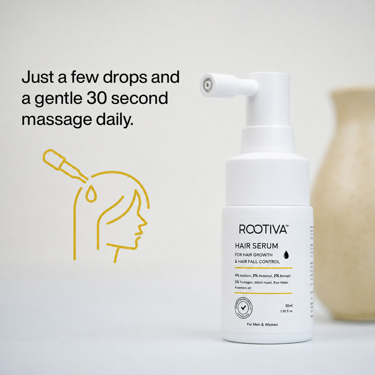 Rootiva Hair Growth Serum Spray With Anagain, Redensyl,  Baicapil
