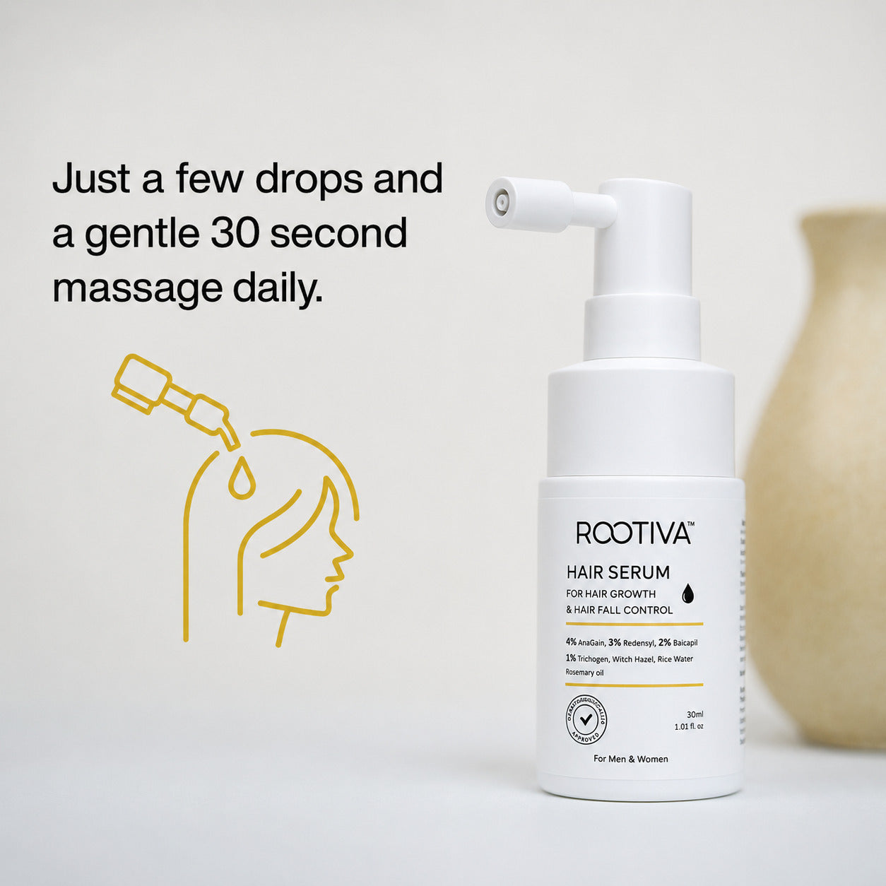 Rootiva Hair Growth Serum Spray With Anagain, Redensyl,  Baicapil